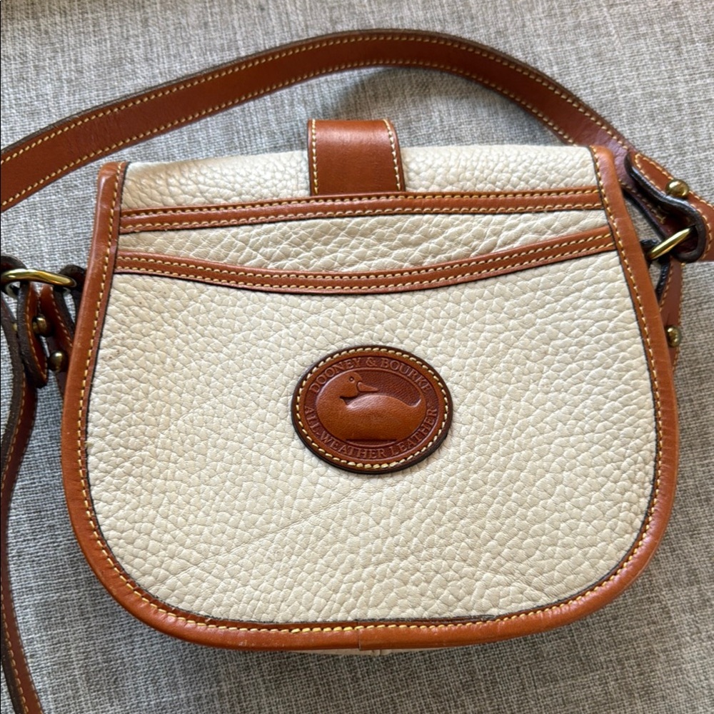 Dooney & Bourke Cream and Tan Leather Crossbody Bag